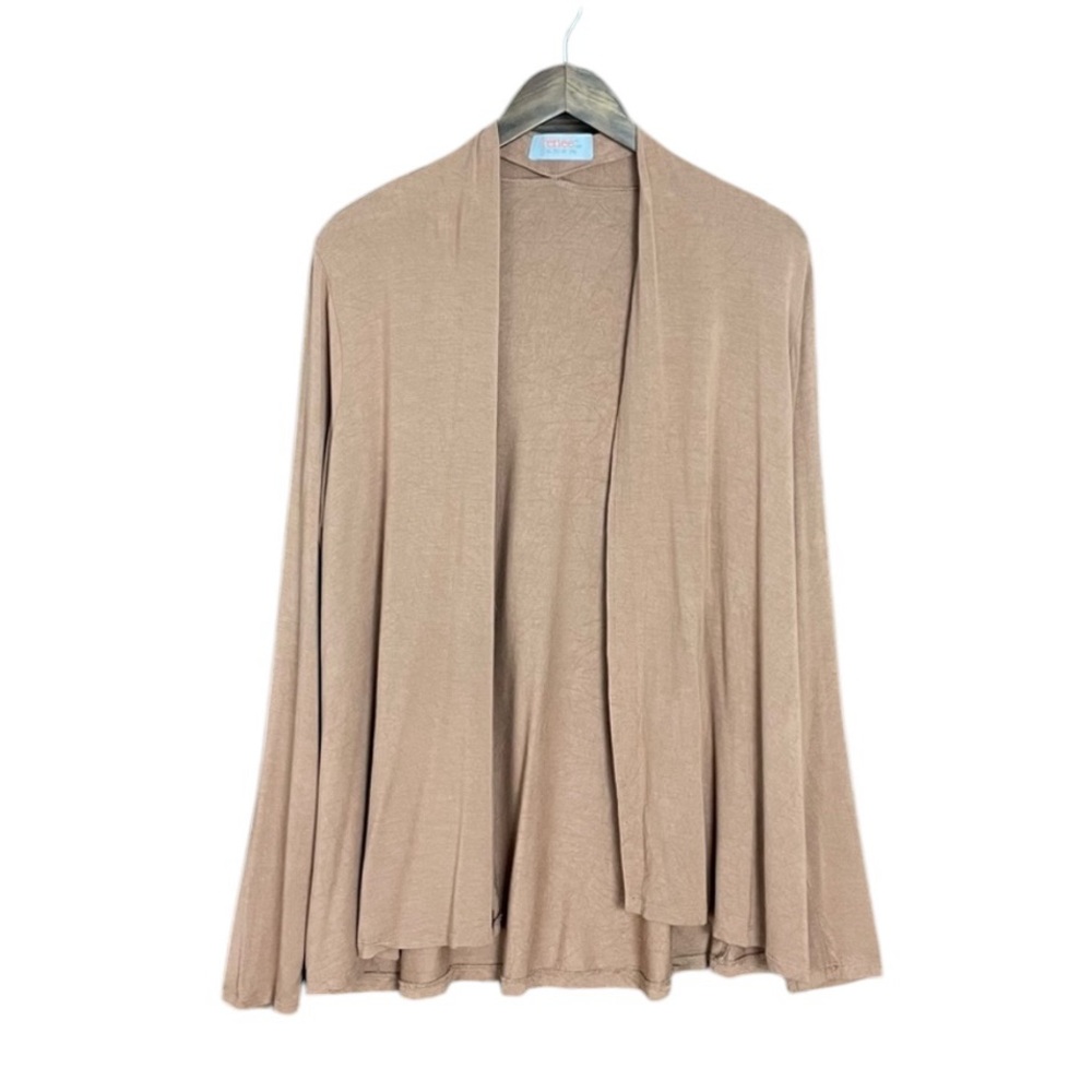 Renee C | Open Front Solid Knit Jersey Cardigan Long Sleeve Lightweight
